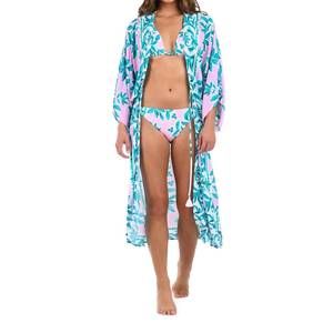 NEW LA BLANCA tropical print kimono in opulent palm multi